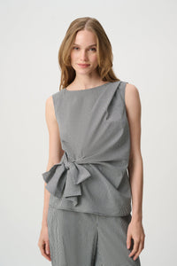 Joseph Ribkoff Gingham Tie Waist Sleeveless Top Jr271193