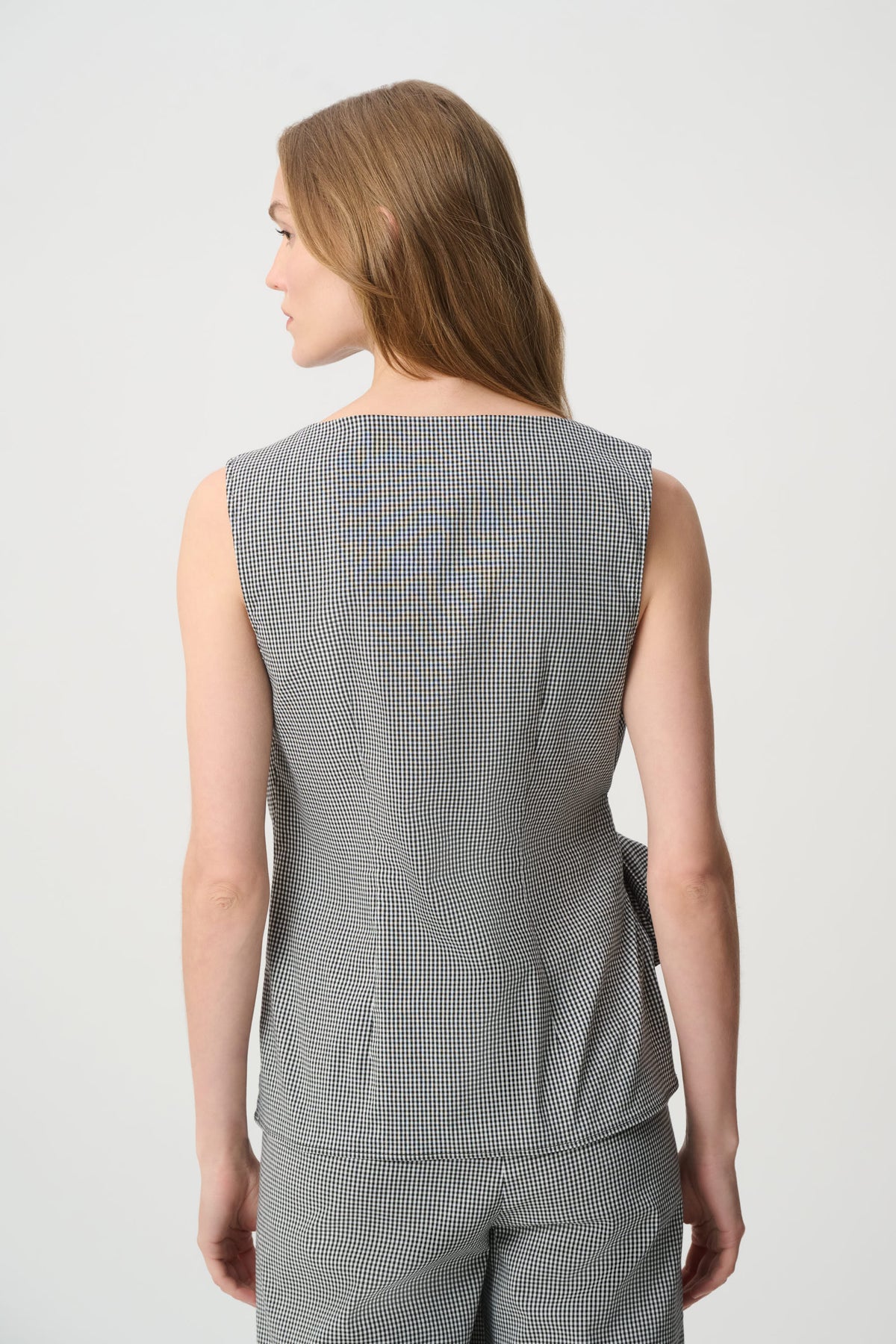 Joseph Ribkoff Gingham Tie Waist Sleeveless Top Jr271193