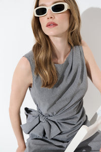 Joseph Ribkoff Gingham Tie Waist Sleeveless Top Jr271193
