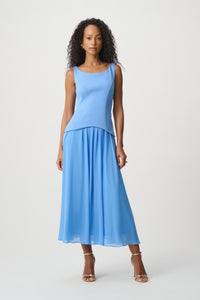 Joseph Ribkoff Drop Waist Chiffon Midi Dress Jr271725