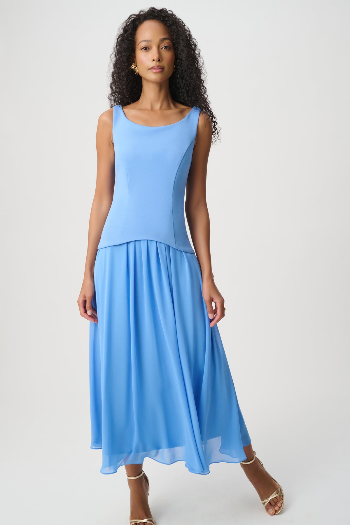 Joseph Ribkoff Drop Waist Chiffon Midi Dress Jr271725