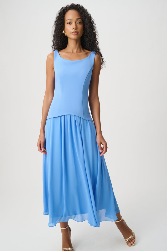 Joseph Ribkoff Drop Waist Chiffon Midi Dress Jr271725
