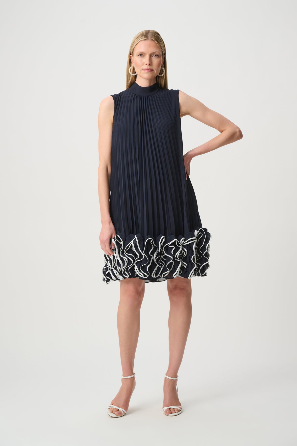 Joseph Ribkoff Chiffon Ruffle Hem Trapeze Dress Jr271739