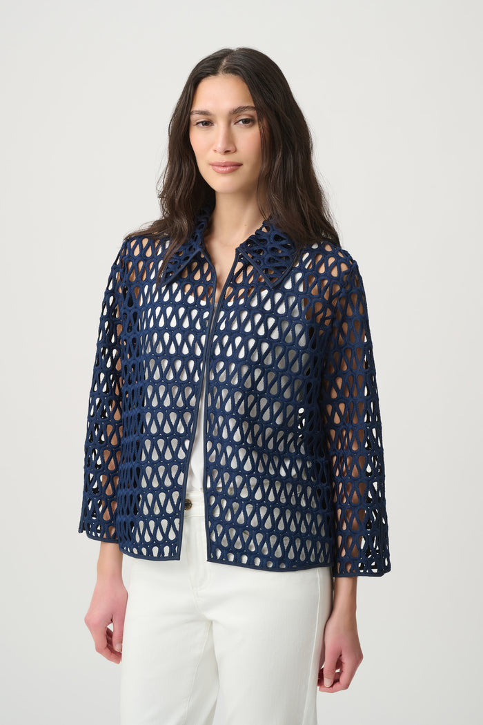 Joseph Ribkoff Embroidered Open-Work Jacket Jr271934