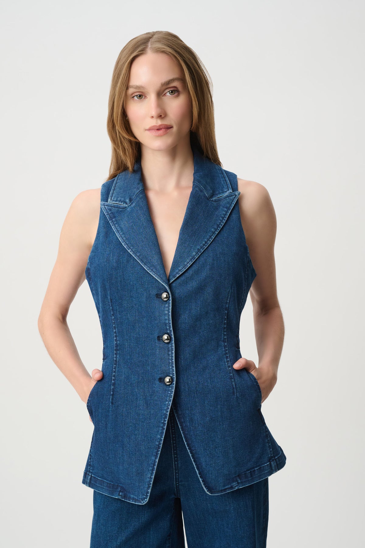 Joseph Ribkoff Repreve® Denim Fitted Vest Jr 271946