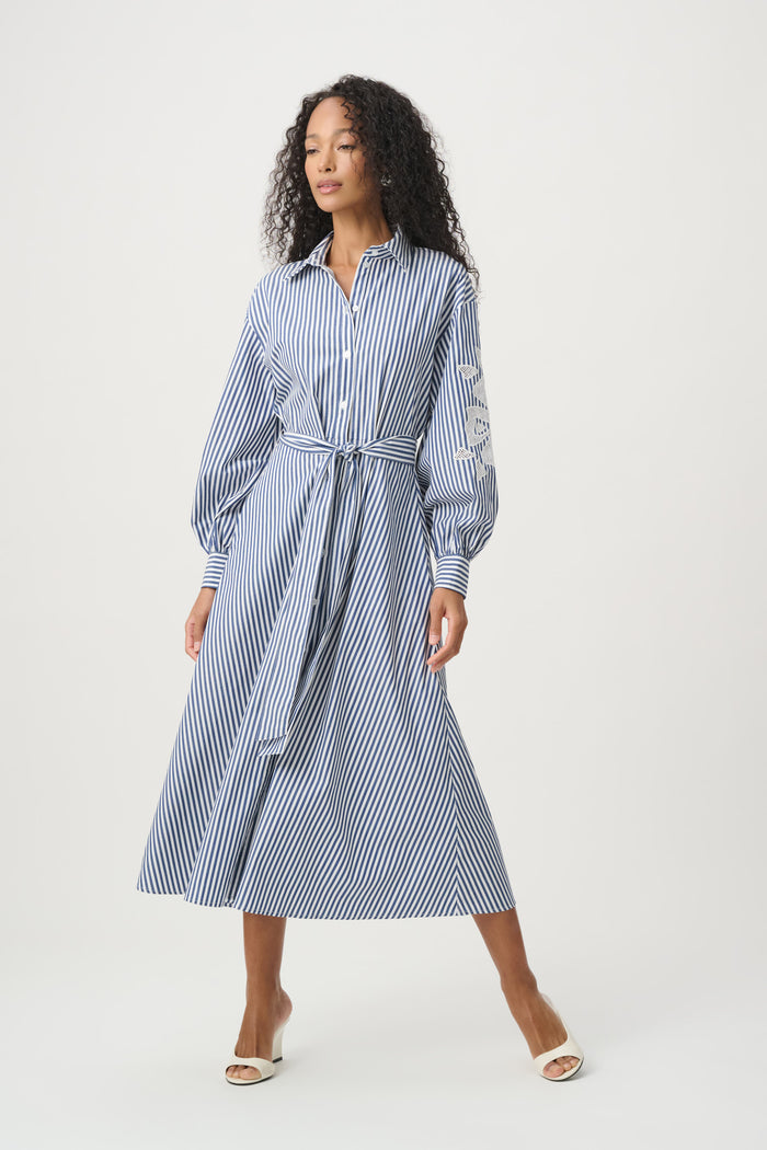 Joseph Ribkoff Cotton Stripe Fit And Flare Shirt Dress Jr271982