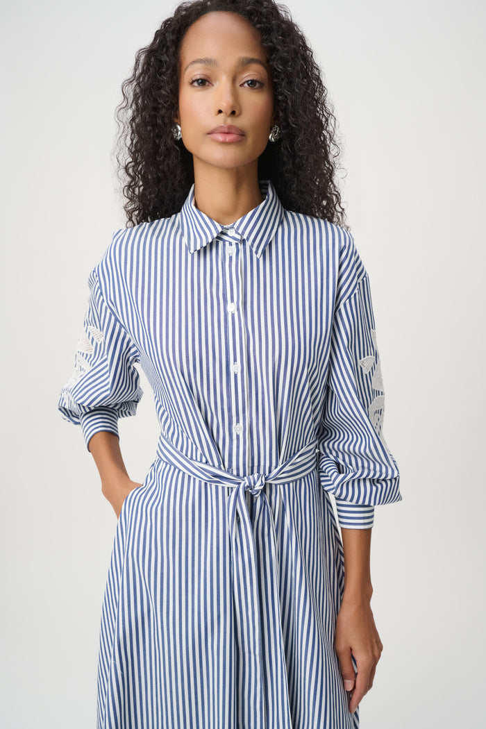 Joseph Ribkoff Cotton Stripe Fit And Flare Shirt Dress Jr271982
