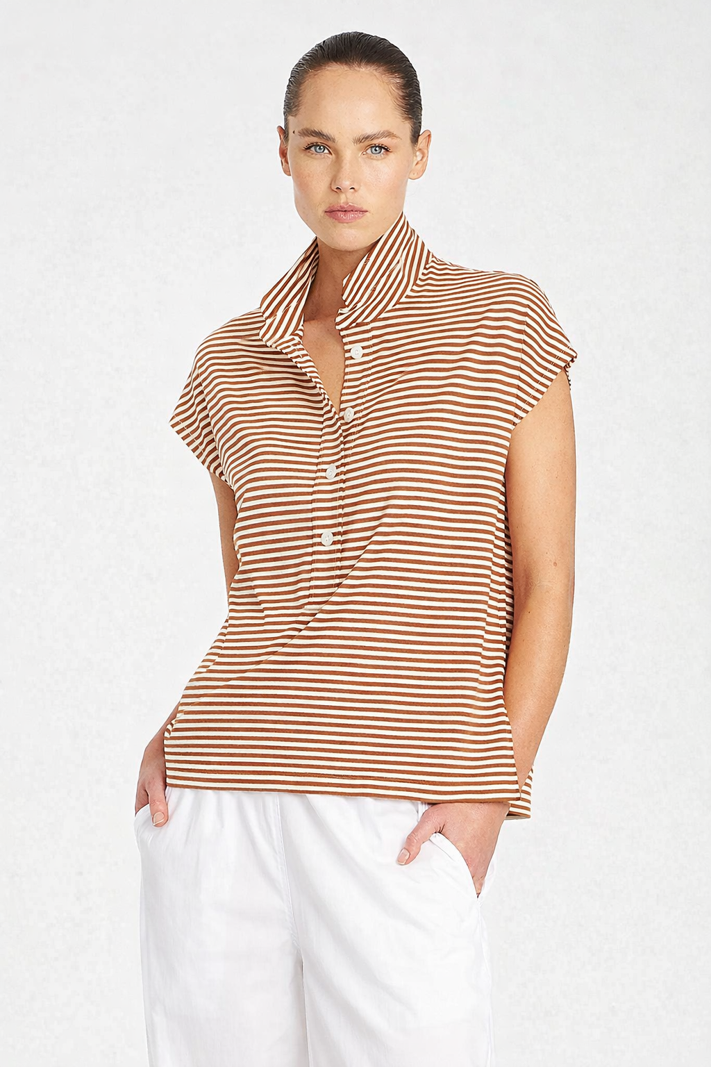 Mela Purdie Henley Tank in Saddle/White F538 8755