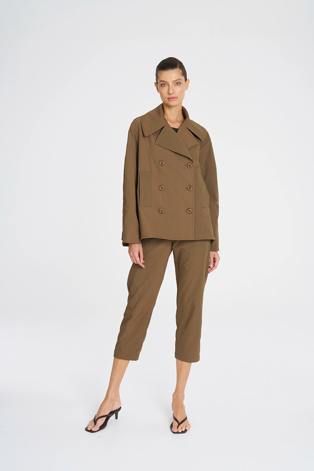 Mela Purdie Pea Jacket In Tannin F416 4241 - Pre-Order March Delivery