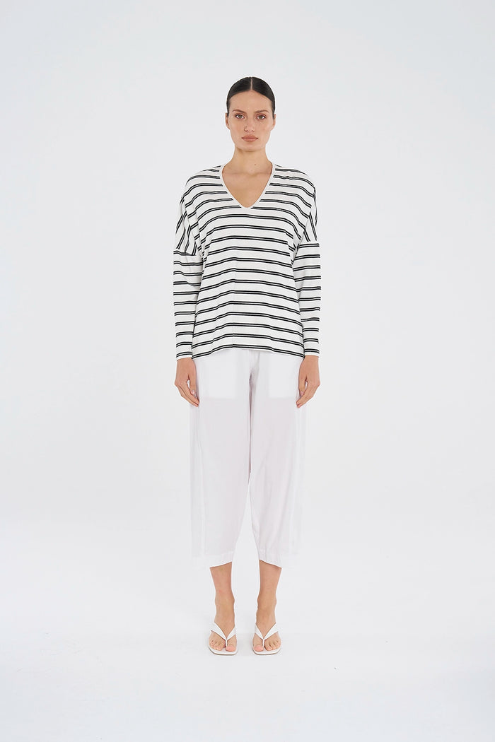 Mela Purdie Wedge Sweater in White/Black F539 8932