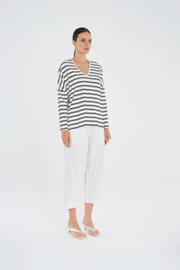 Mela Purdie Wedge Sweater in White/Black F539 8932