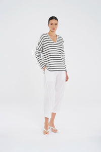 Mela Purdie Wedge Sweater in White/Black F539 8932