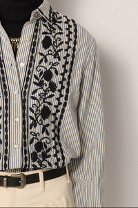 Maison Hotel Amanda Shirt in Laberynth Azzuro - Pre-Order January Delivery