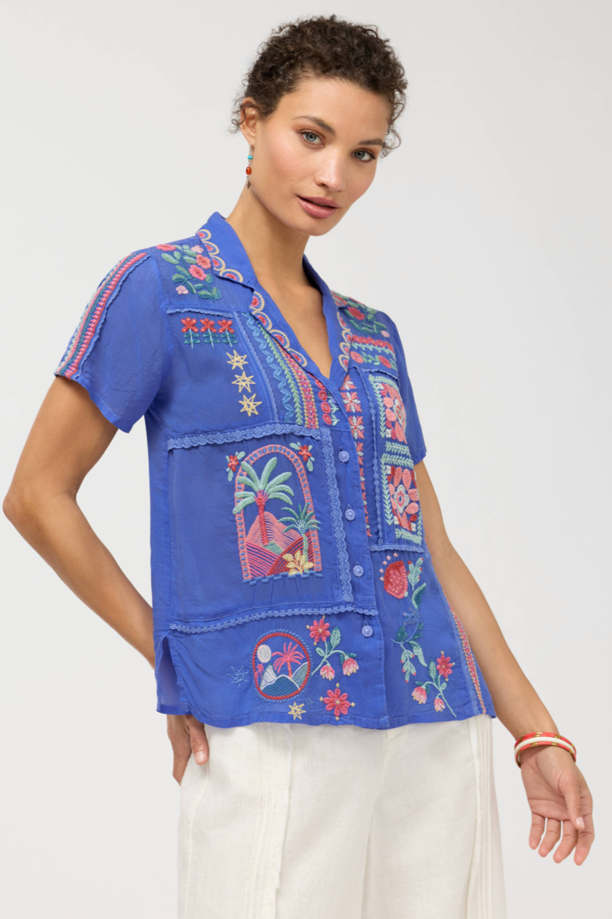 Johnny Was Petra Shirt - Lima in Baja Blue C10426-4