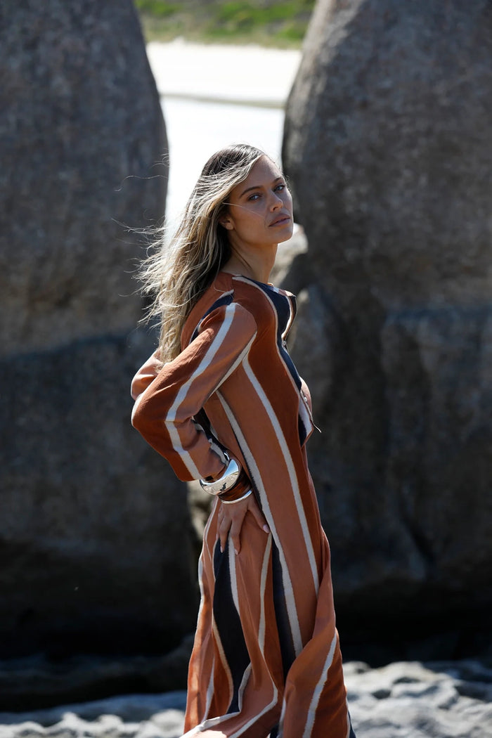 One Season Bazaar Stripe - Moroccan Stripe-Cotton-Cigar