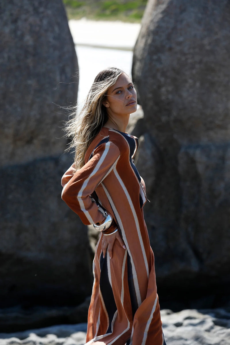 One Season Bazaar Stripe - Moroccan Stripe-Cotton-Cigar