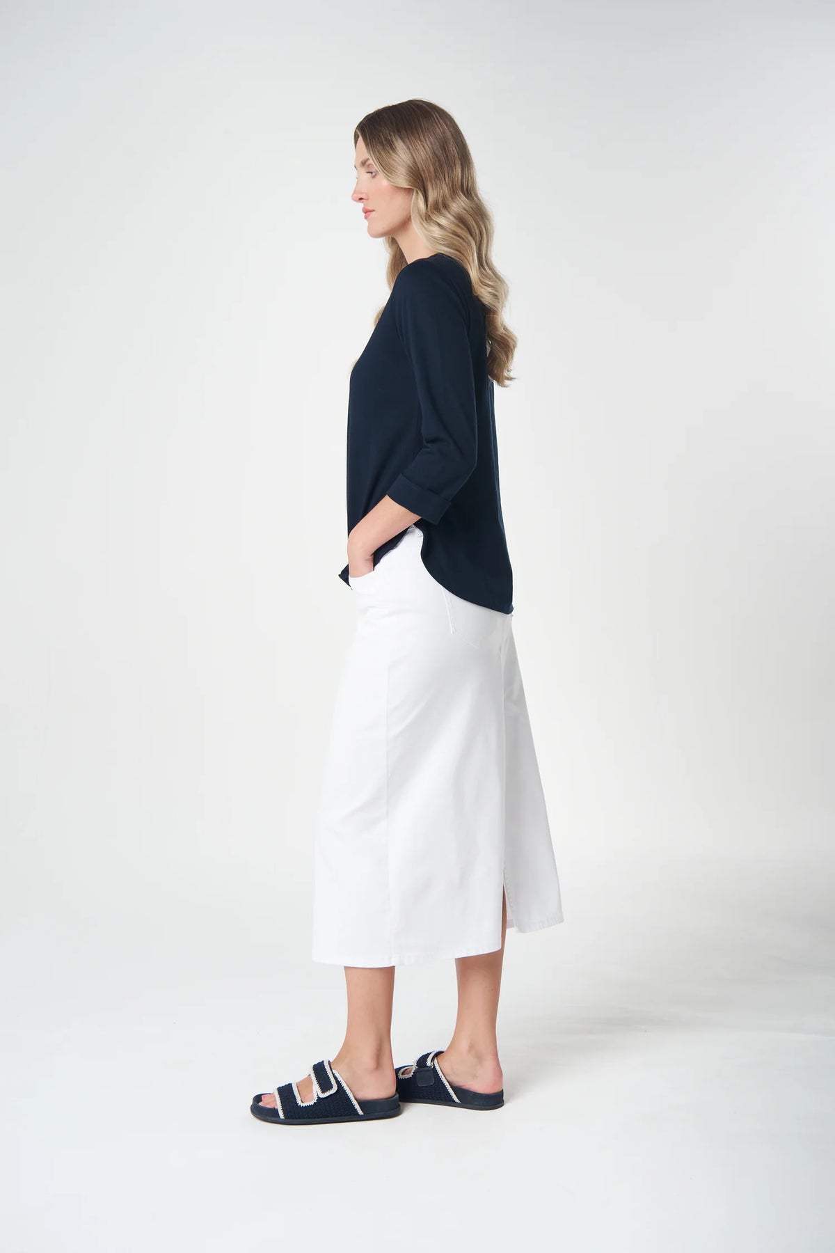 Goondiwindi Cotton 3/4 Sleeve Tee in Dark Navy 3152