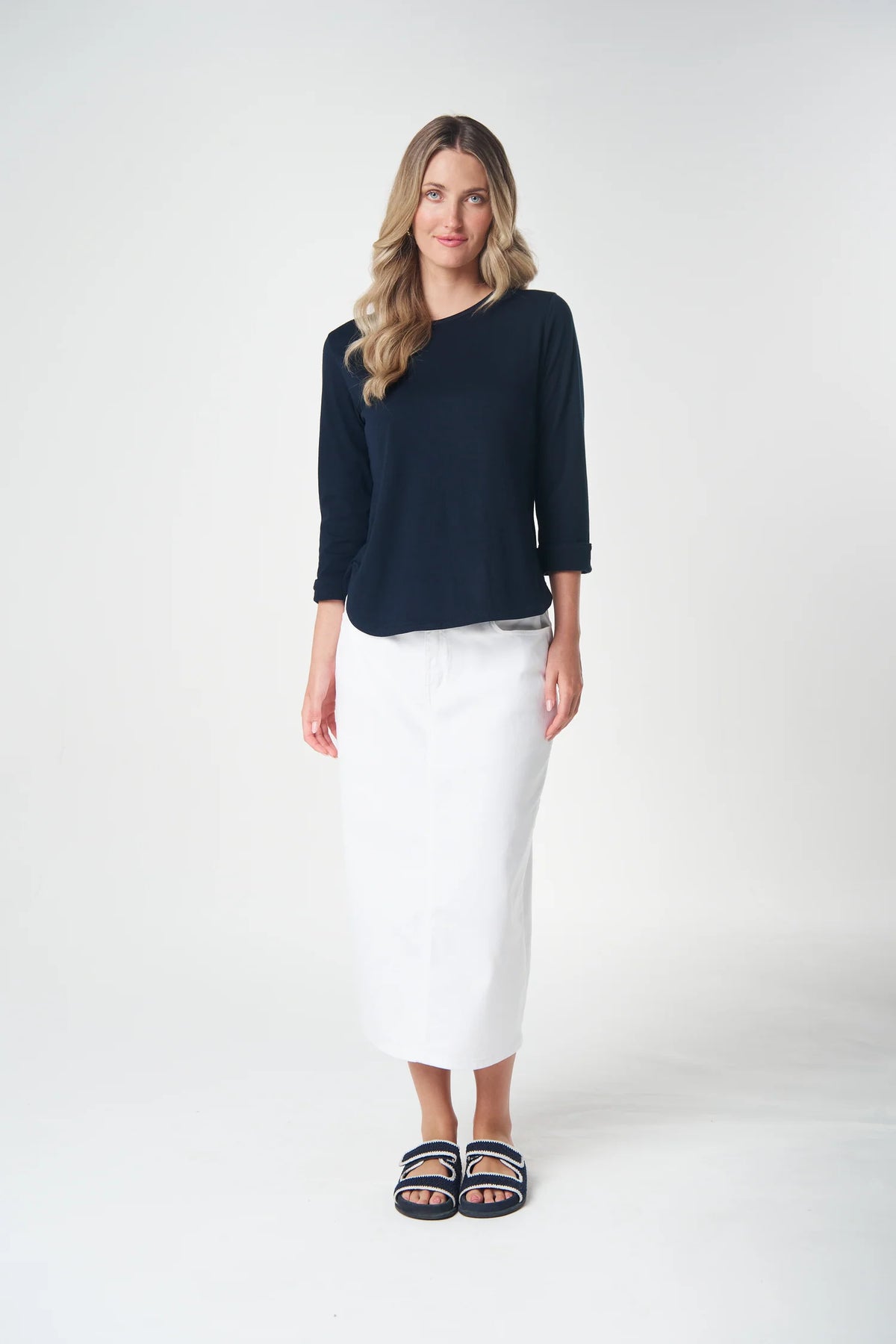 Goondiwindi Cotton 3/4 Sleeve Tee in Dark Navy 3152