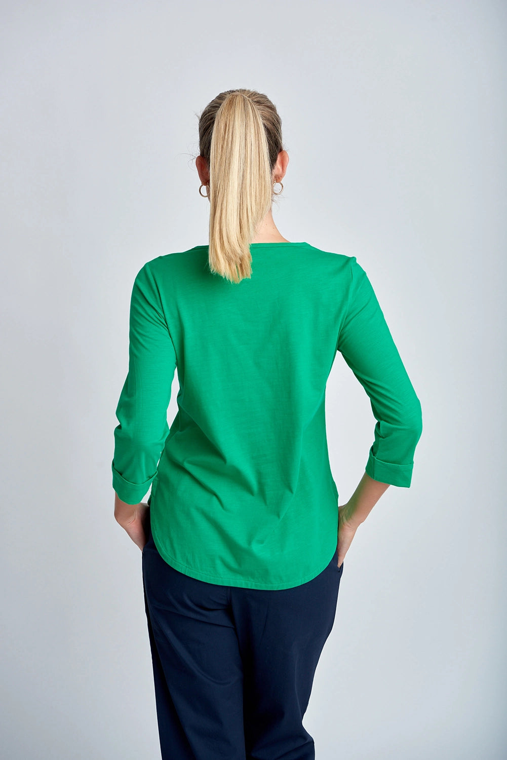 Goondiwindi Cotton Pima Cotton Crew Neck 3/4 Sleeve Tee Kelly Green 3152