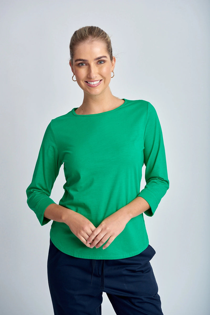 Goondiwindi Cotton Pima Cotton Crew Neck 3/4 Sleeve Tee Kelly Green 3152