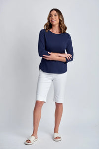 Goondiwindi Cotton 3/4 Sleeve Tee in Navy 3152