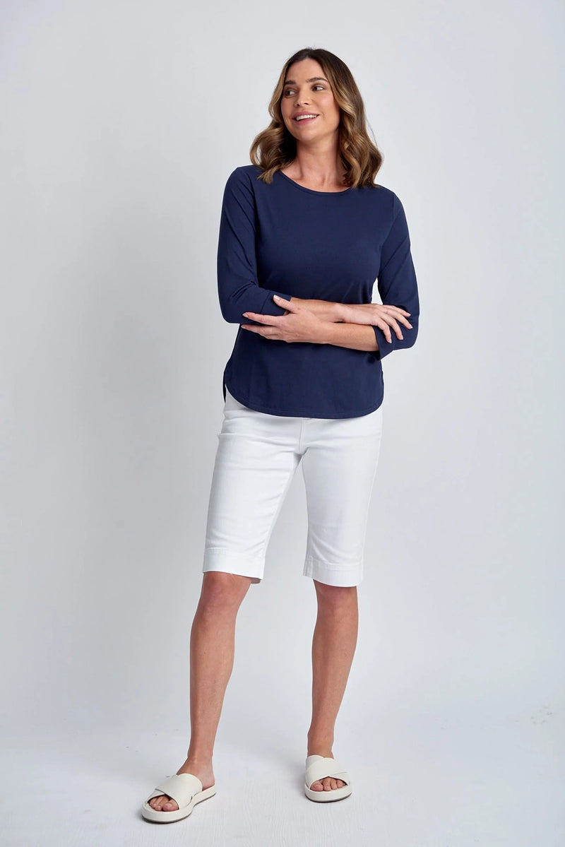 Goondiwindi Cotton 3/4 Sleeve Tee in Navy 3152