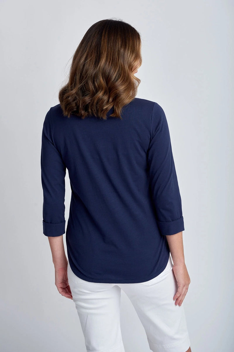 Goondiwindi Cotton 3/4 Sleeve Tee in Navy 3152