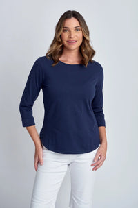 Goondiwindi Cotton 3/4 Sleeve Tee in Navy 3152