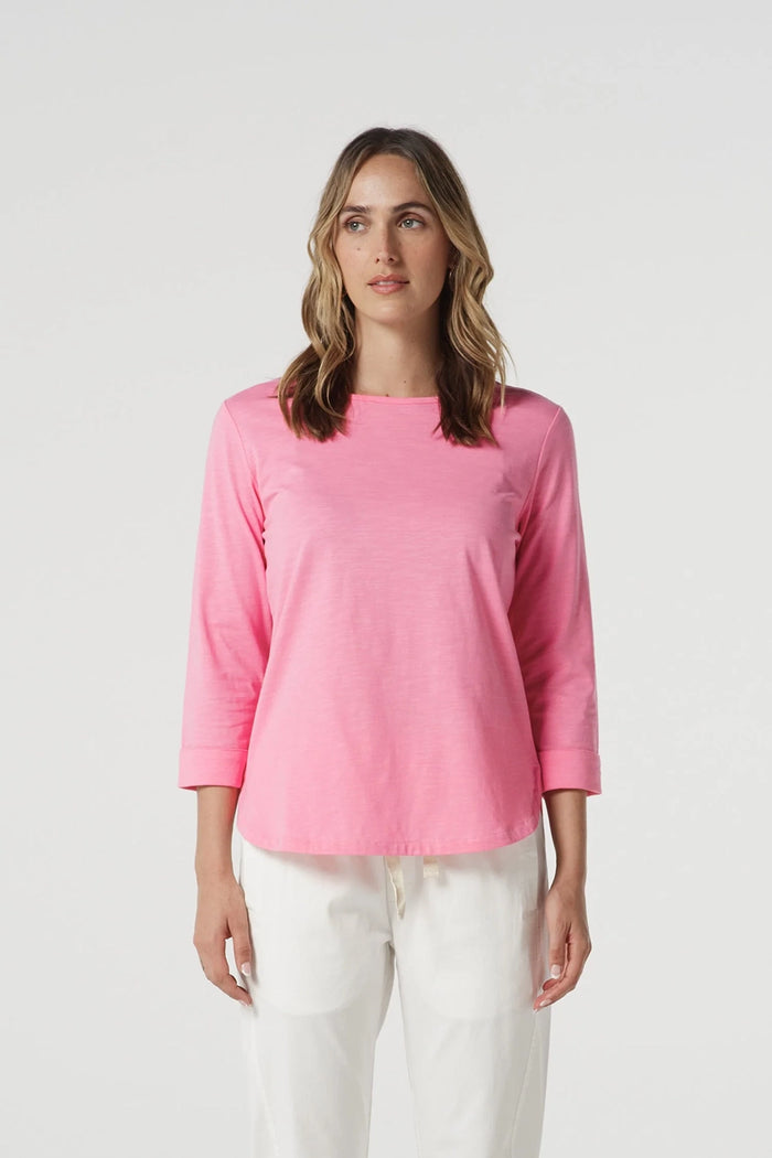 Goondiwindi Cotton 3/4 Sleeve Tee in Pink Cosmos 3152
