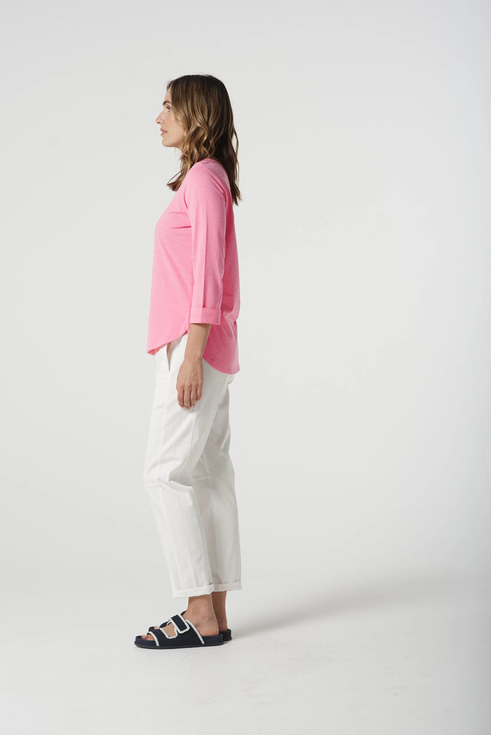 Goondiwindi Cotton 3/4 Sleeve Tee in Pink Cosmos 3152