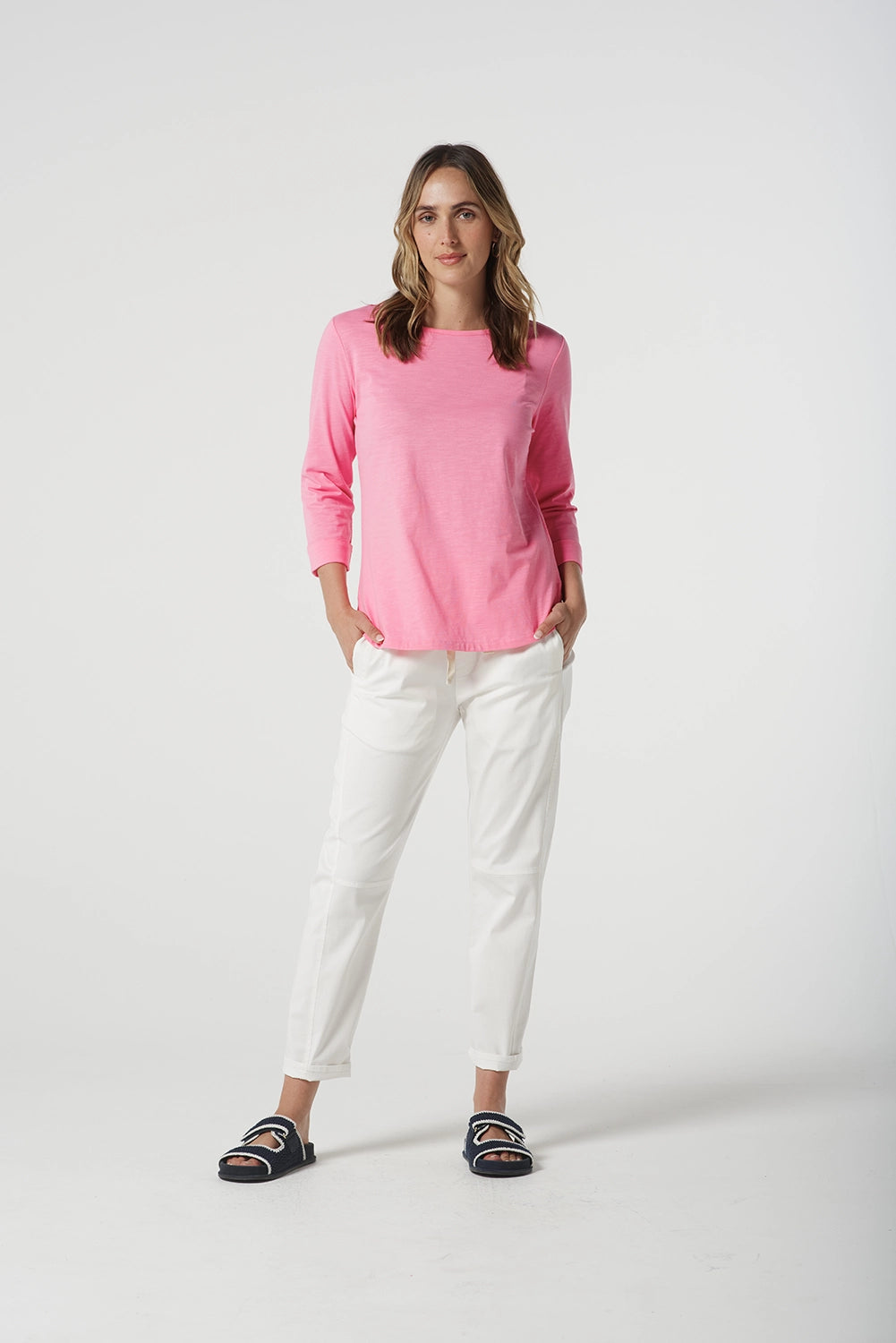 Goondiwindi Cotton 3/4 Sleeve Tee in Pink Cosmos 3152