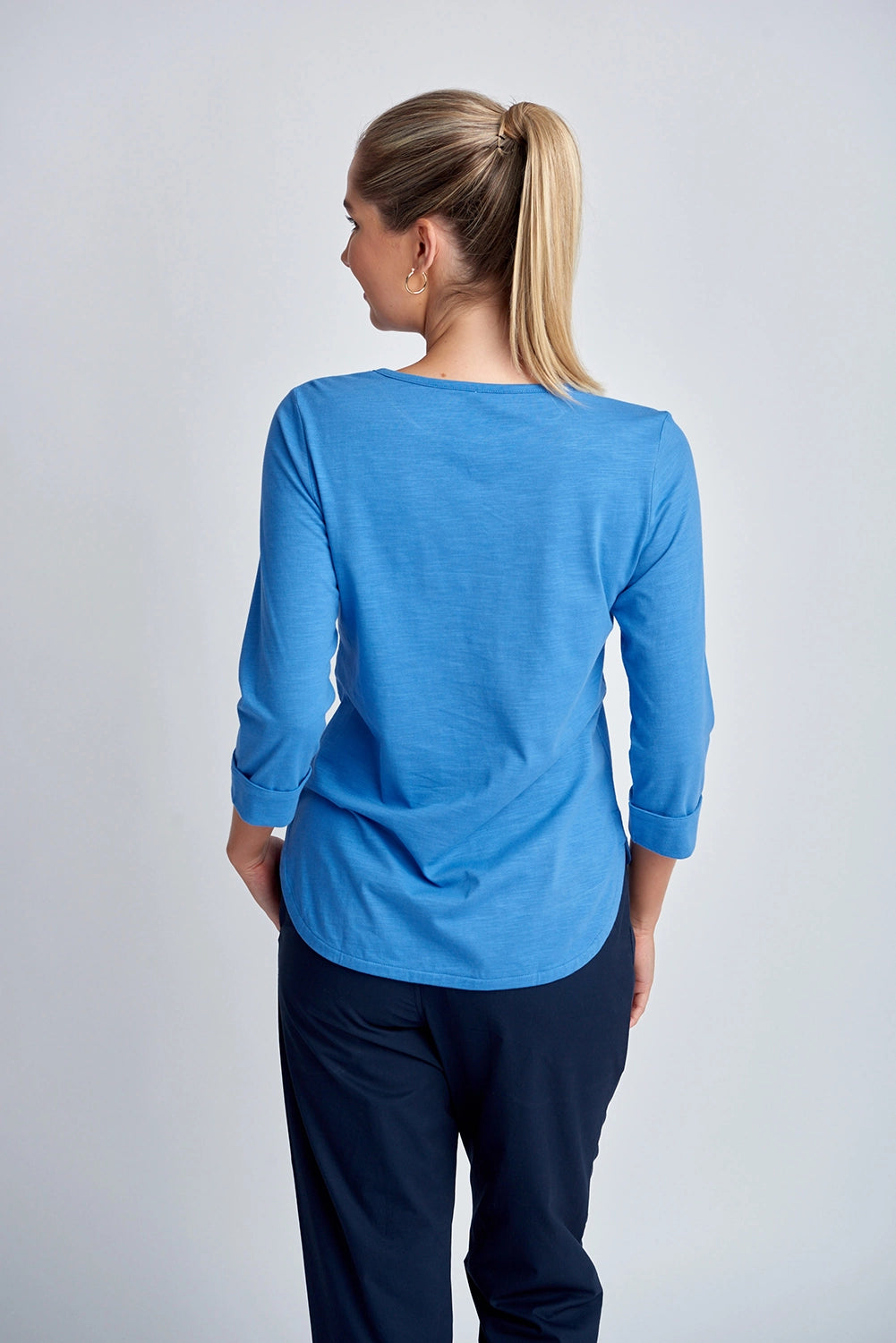 Goondiwindi Cotton Pima Cotton Crew Neck 3/4 Sleeve Tee Regatta Blue 3152