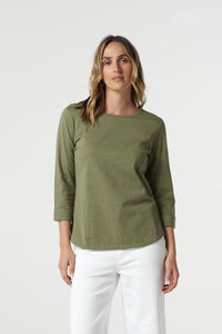 Goondiwindi Cotton 3/4 Sleeve Tee in Sage Green 3152
