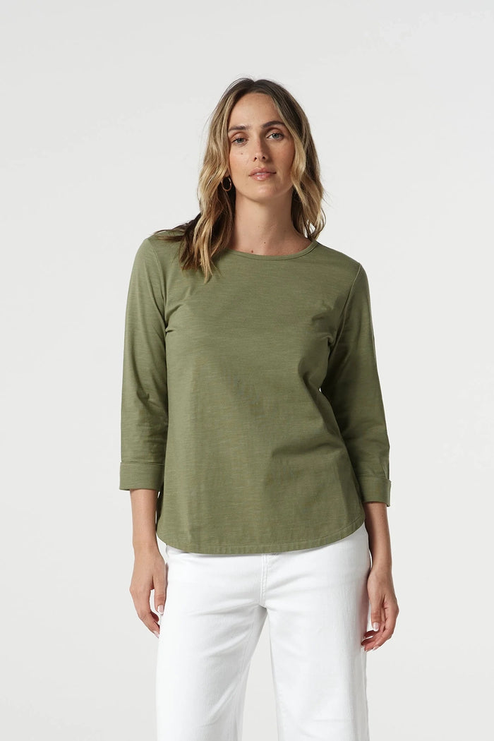 Goondiwindi Cotton 3/4 Sleeve Tee in Sage Green 3152