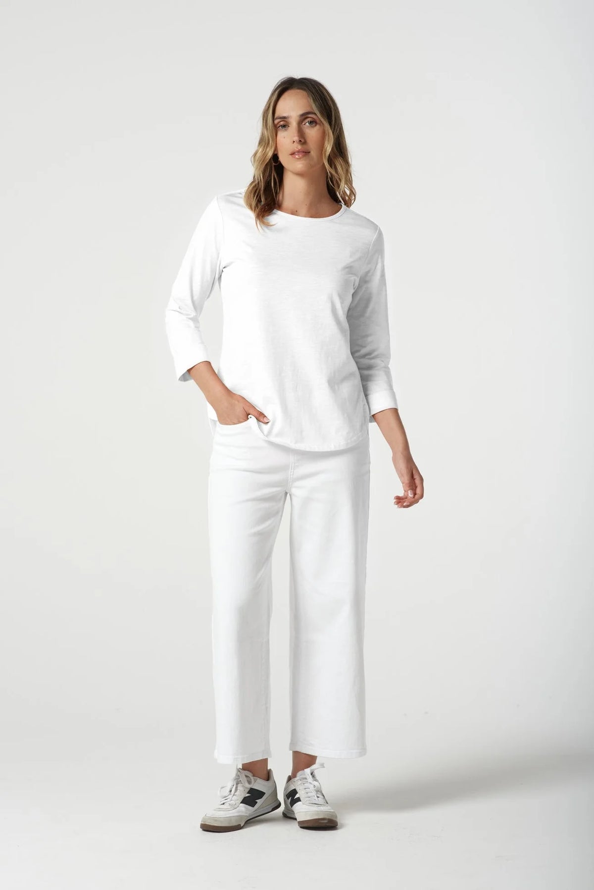 Goondiwindi Cotton 3/4 Sleeve Tee in White 3152