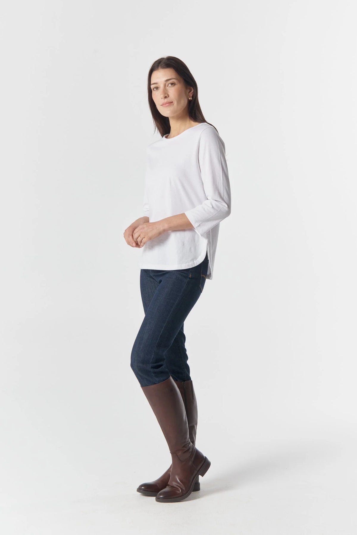 Goondiwindi Cotton 3/4 Sleeve Tee in White 3152