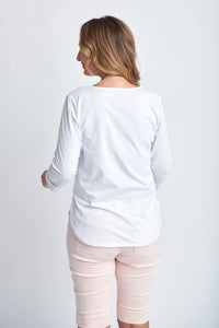 Goondiwindi Cotton Pima Cotton Crew Neck 3/4 Sleeve Tee White 3152