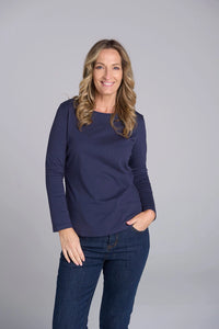 Goondiwindi Long Sleeve Classic Tee in Navy 3153