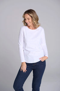 Goondiwindi Long Sleeve Classic Tee in White 3153