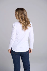 Goondiwindi Long Sleeve Classic Tee in White 3153