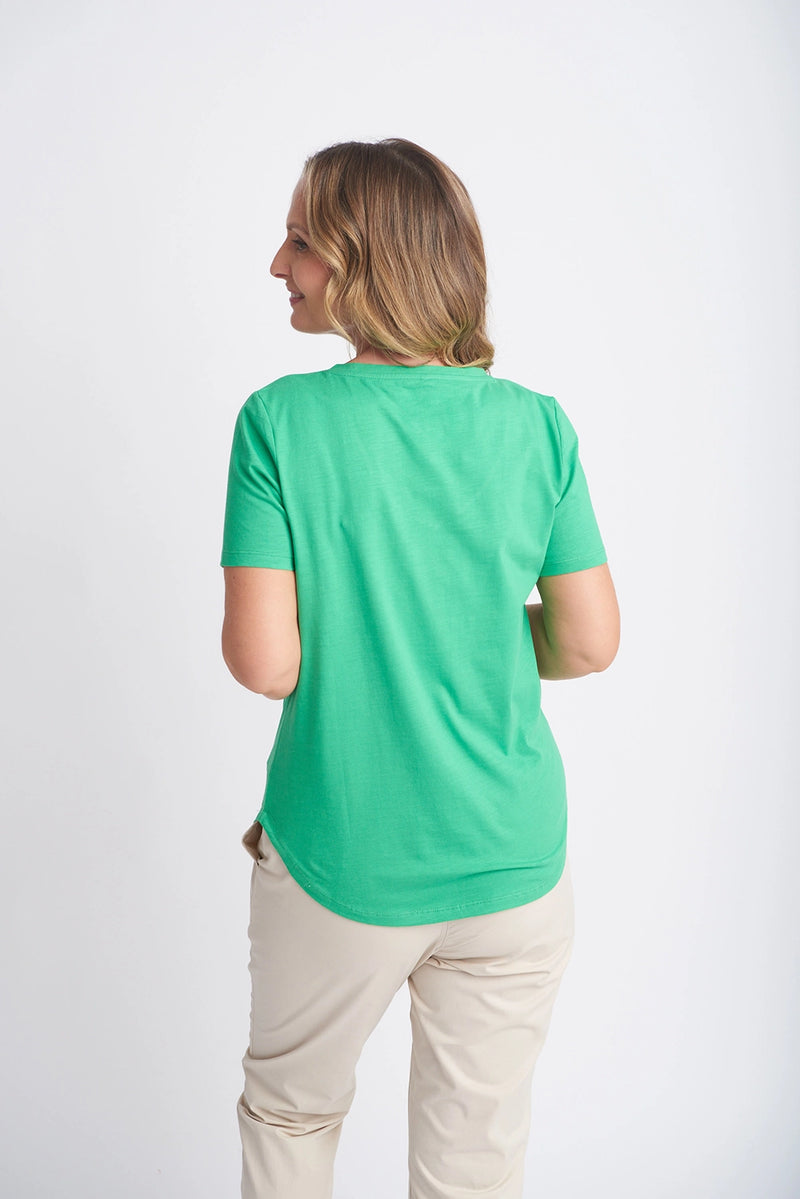 Goondiwindi Cotton V Neck Tee Kelly Green 3260