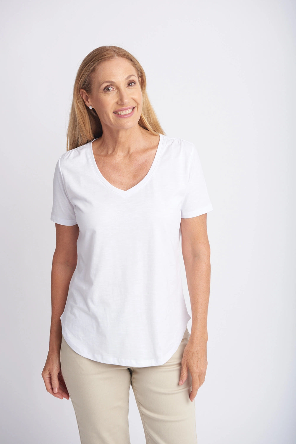 Goondiwindi Cotton V Neck Tee White 3260