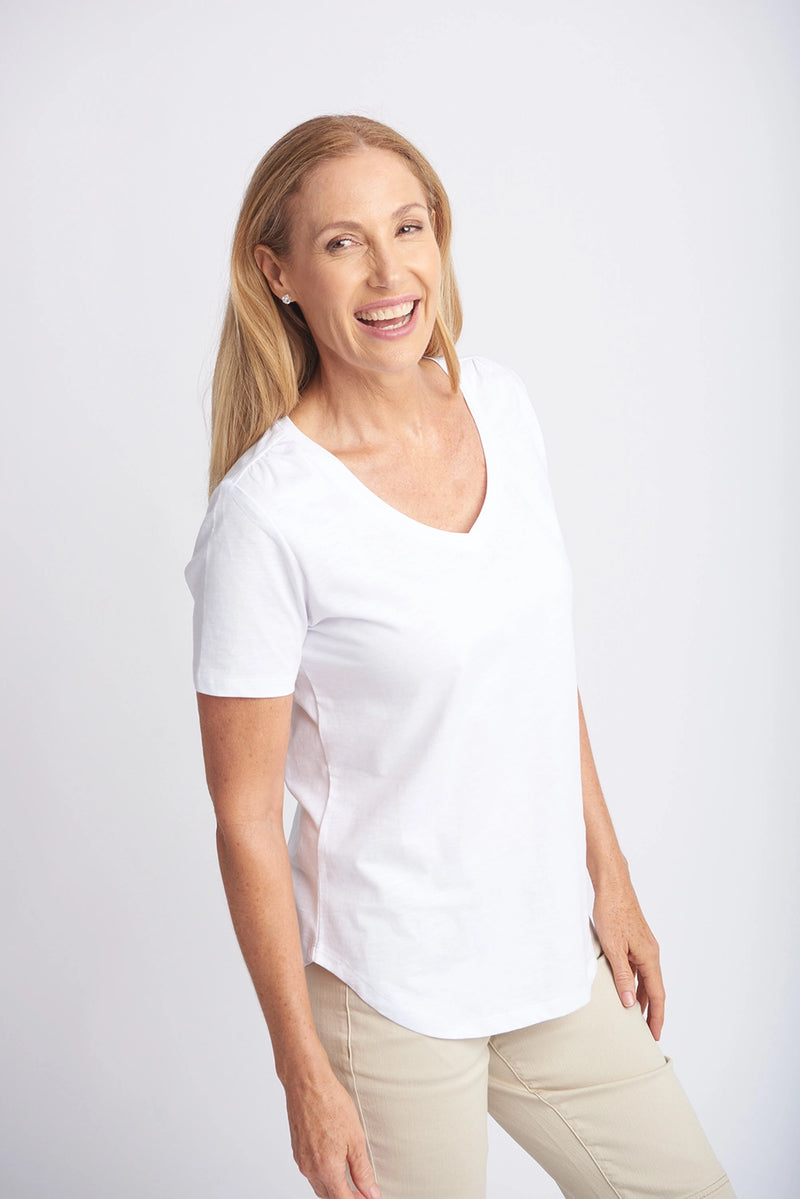 Goondiwindi Cotton V Neck Tee White 3260