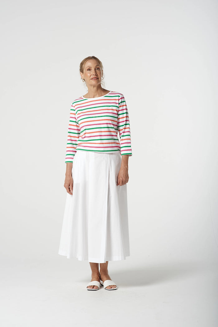 Goondiwindi Cotton Multi Stripe Tee in Kelly Green 3261-22