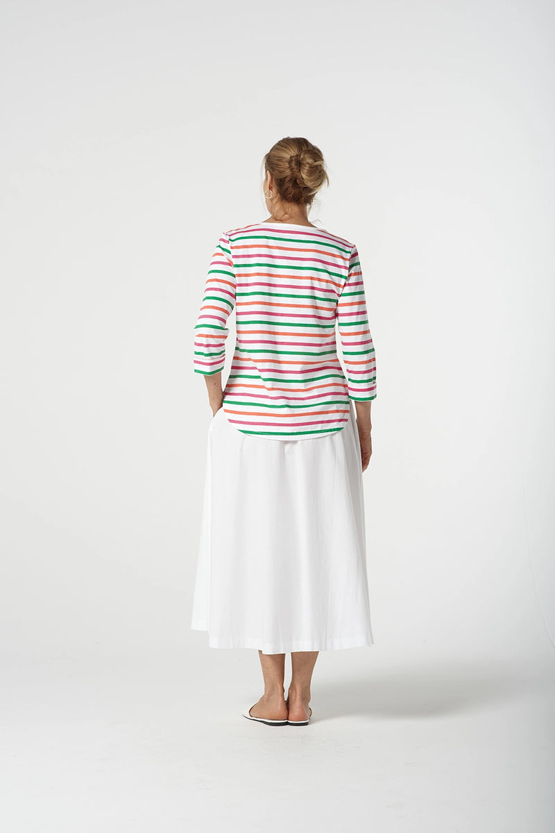 Goondiwindi Cotton Multi Stripe Tee in Kelly Green 3261-22