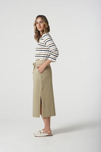 Goondiwindi Cotton Multi Stripe Tee in Otter 3261-22