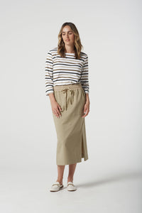 Goondiwindi Cotton Multi Stripe Tee in Otter 3261-22