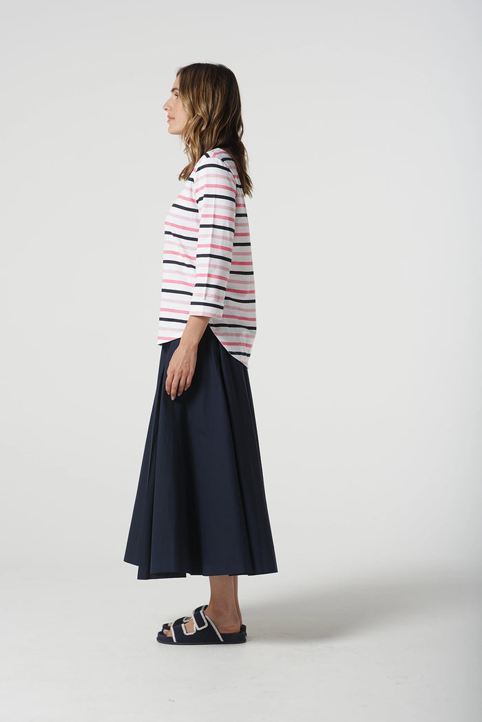 Goondiwindi Cotton Multi Stripe Tee in Pink Cosmos 3261-22