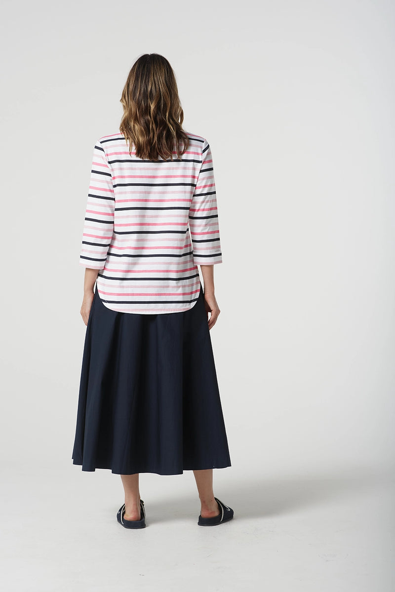 Goondiwindi Cotton Multi Stripe Tee in Pink Cosmos 3261-22