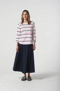 Goondiwindi Cotton Multi Stripe Tee in Pink Cosmos 3261-22